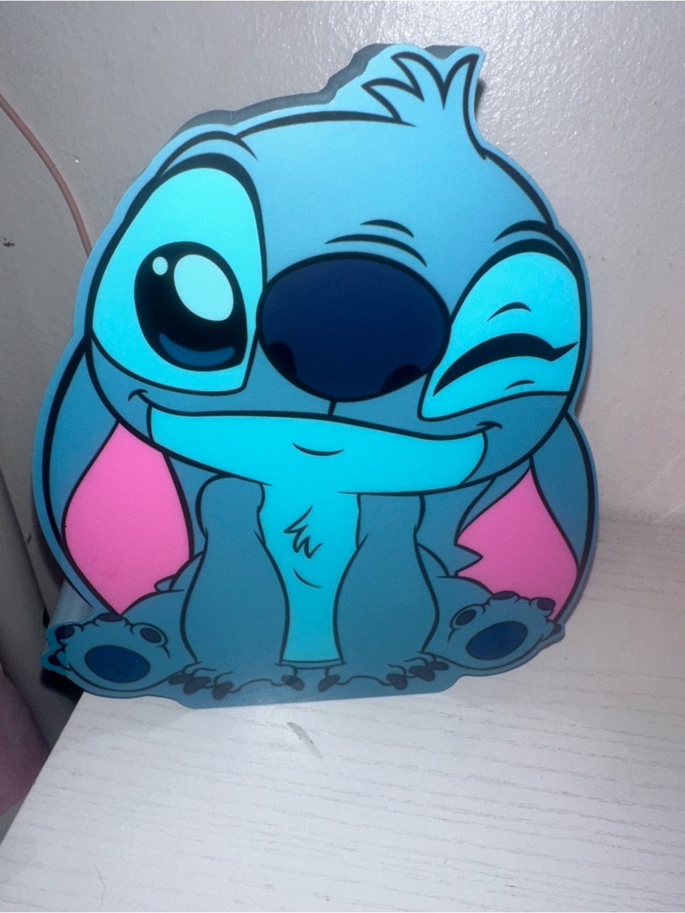 Cute Blue Cartoon Stitch Wall Decor - Pink Accent